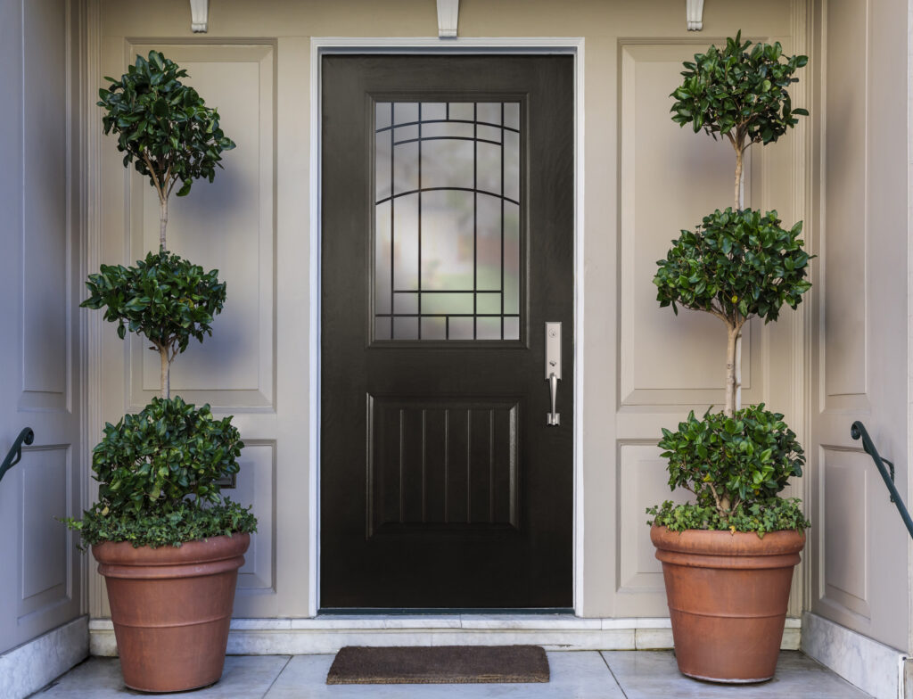 Custom front door selected to match home architecture and improve curb appeal in Ashburn