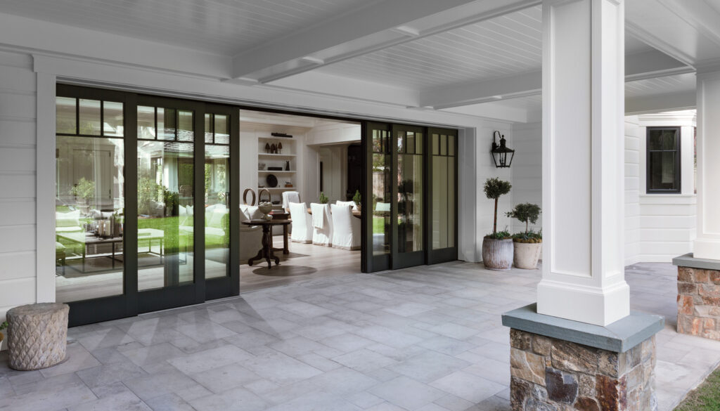 Decorative glass entry door installed by NOVA Installations