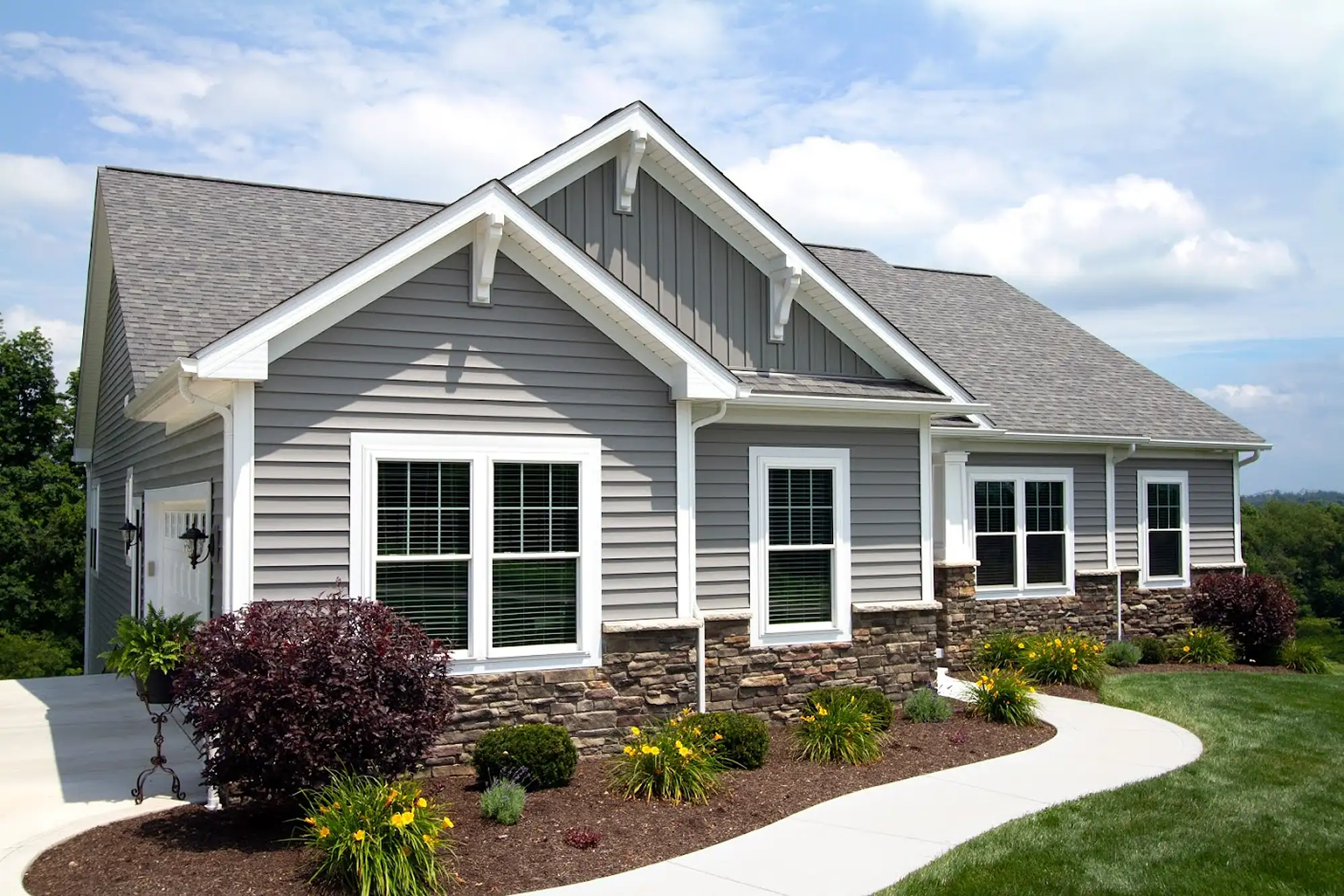 Exterior view of newly installed replacement windows